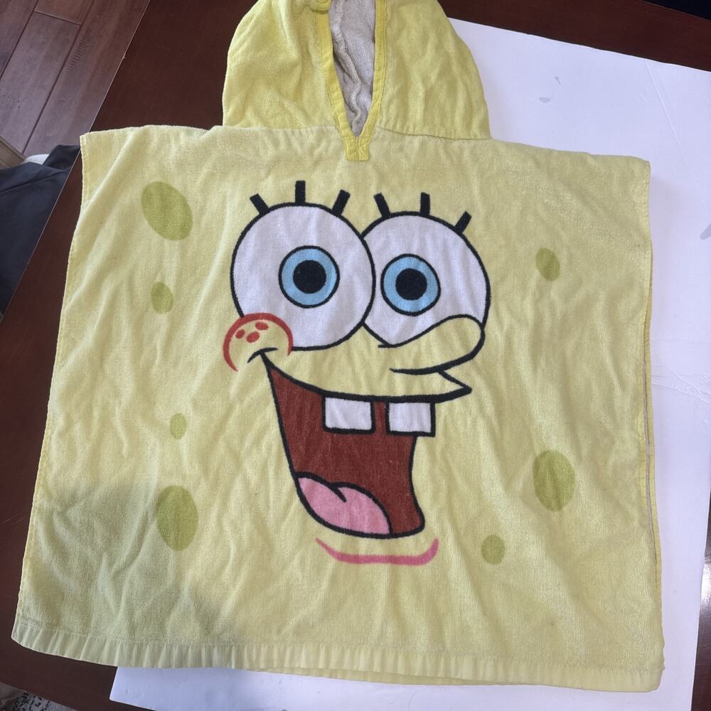 Vintage Y2K 2004 Nickelodeon Spongebob Squarepants Hooded Towel Poncho Rare